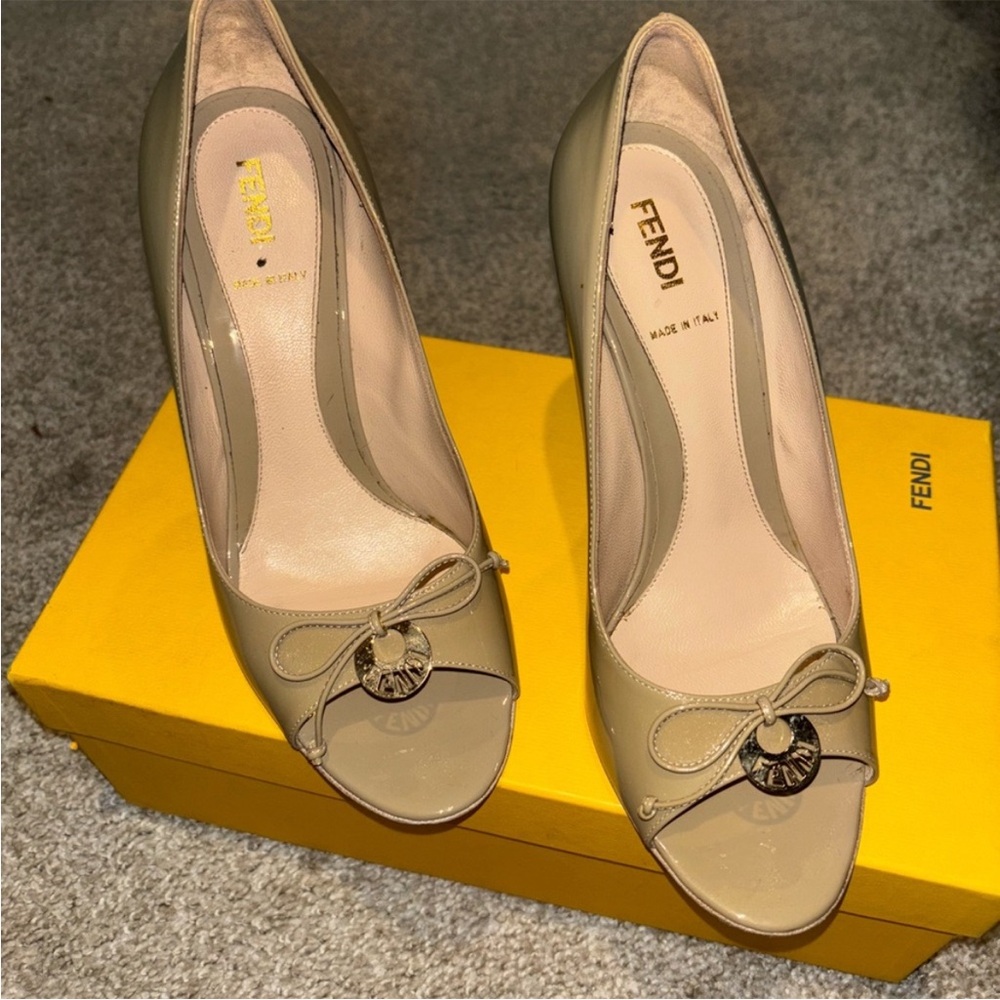 Fendi Women's Olive Peep-Toe Heels